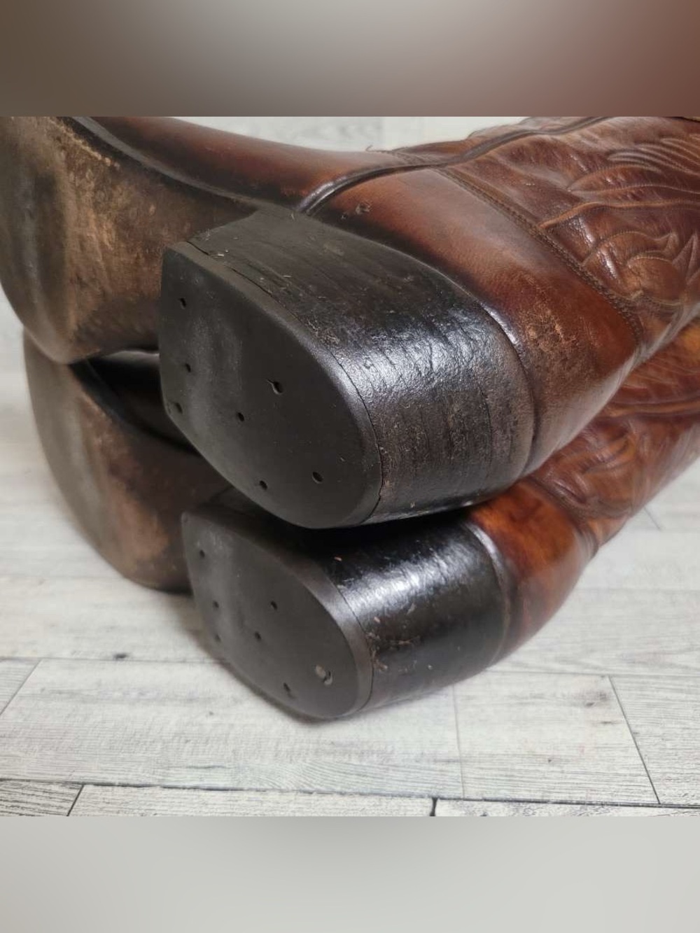 Women’s Lucchese San Antonio 2083 Brown Mohagany Leather Cowboy Boots Size 9B - Picture 10 of 11
